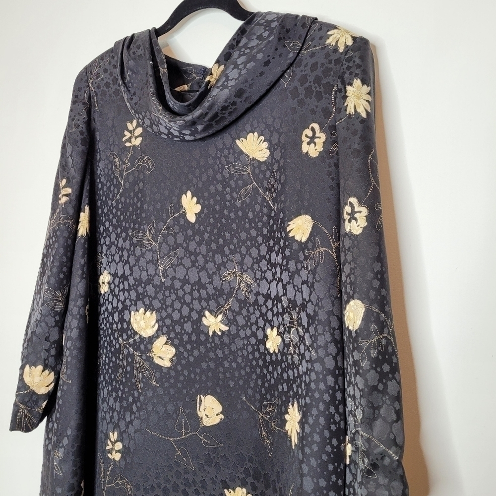 LIHLI Saks Fifth Black Silk Floral Dress - Picture 5 of 14